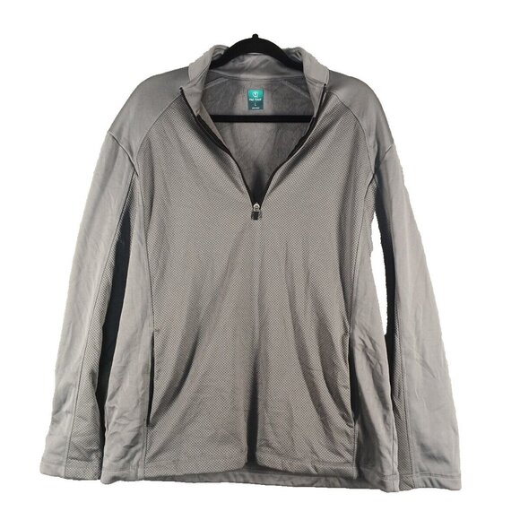 Gray Pullover Jacket 1/4 Zip Fleece Lined w/ Front Pockets SIZE LARGE - Picture 1 of 15